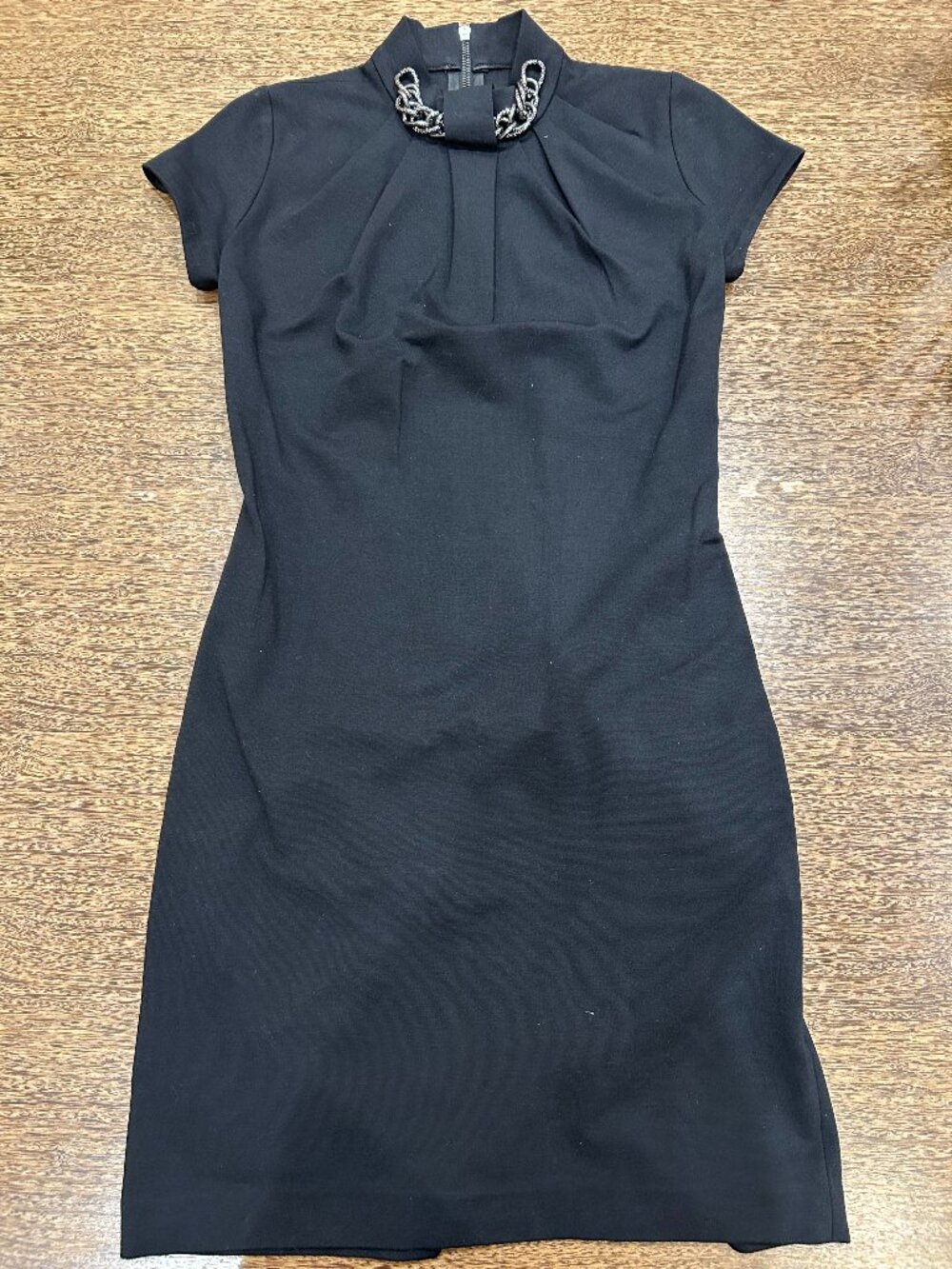Black Dress with Chain Detailing - Made in Italy